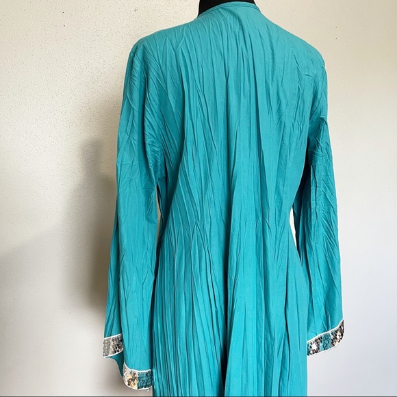 Payet Sequin Cardigan Turquoise Size 4 - Picture 9 of 10